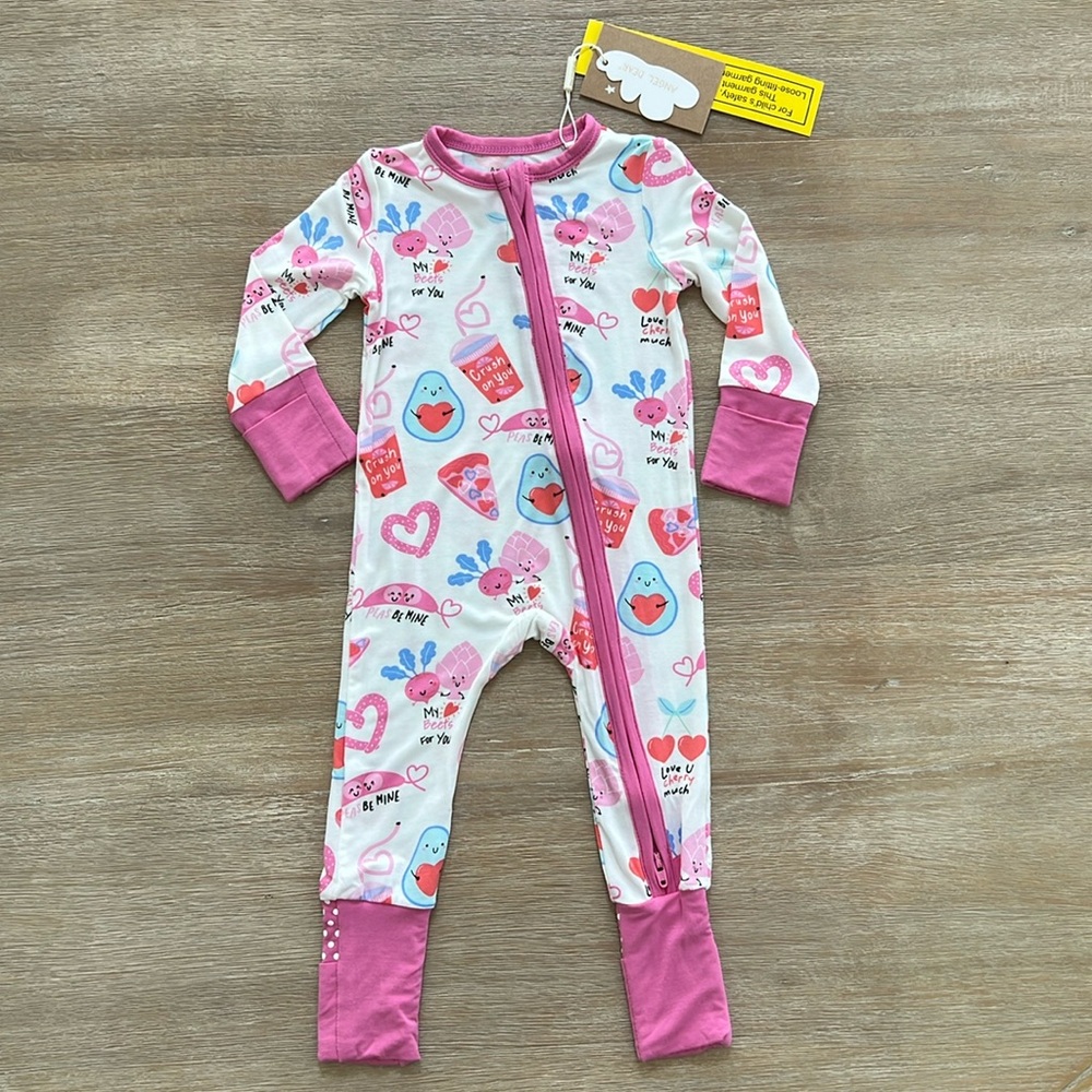 Angel Dear Baby Girl Bamboo Coverall Romper 0-3 3-6 6-12 months